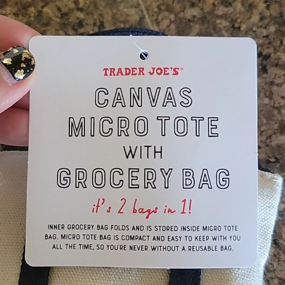 Trader Joe's Micro Tote With Grocery Bag - Picture 4 of 5